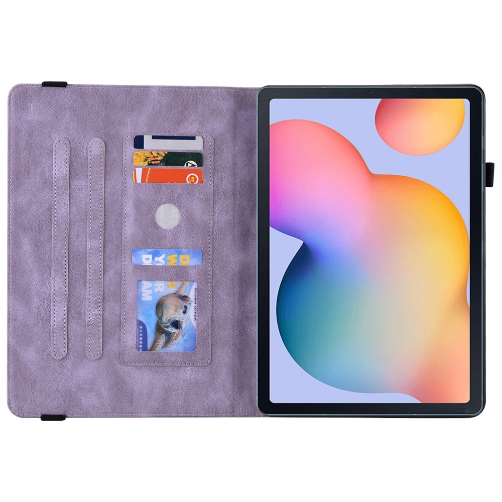 Funda de cuero con mariposas Samsung Galaxy Tab S6 Lite Púrpura