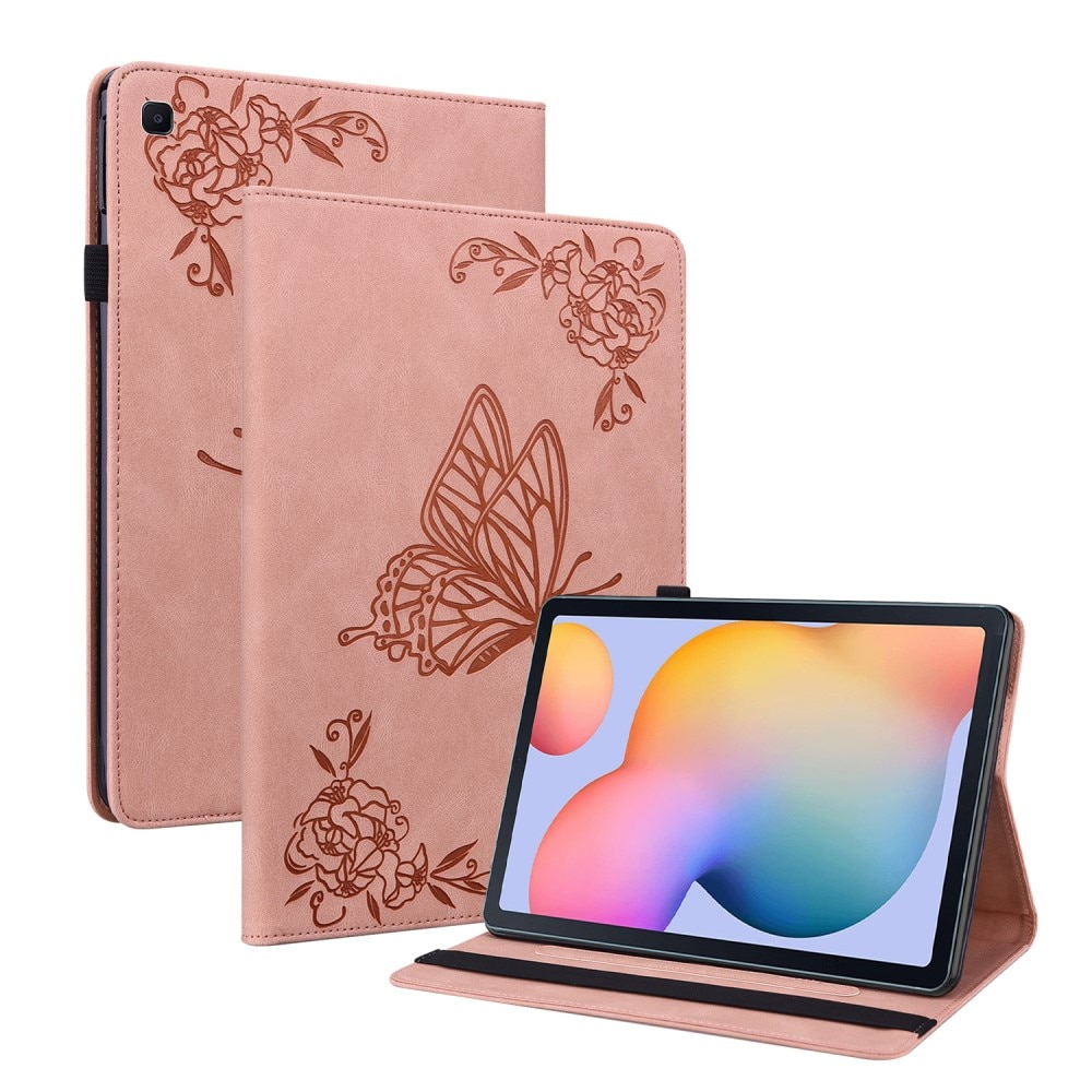 Funda de cuero con mariposas Samsung Galaxy Tab S6 Lite Rosa