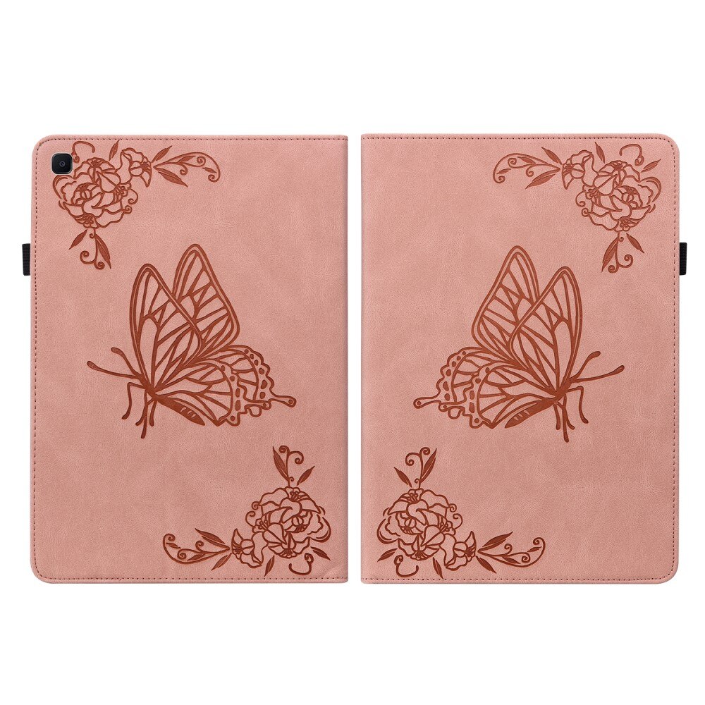Funda de cuero con mariposas Samsung Galaxy Tab S6 Lite Rosa