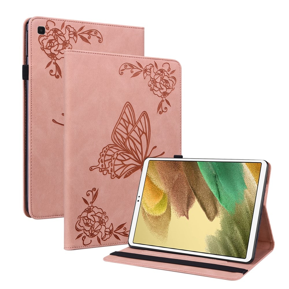 Funda de cuero con mariposas Samsung Galaxy Tab A7 Lite rosado