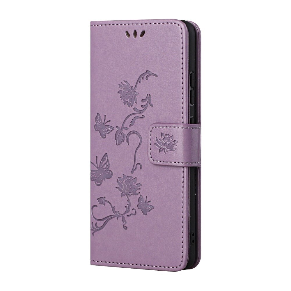 Funda de cuero con mariposas para Samsung Galaxy S22 Plus, violeta