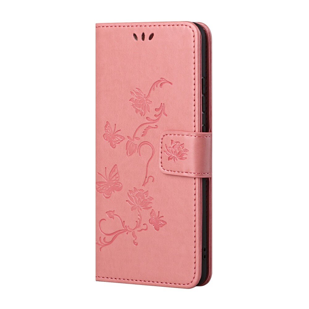 Funda de cuero con mariposas para Samsung Galaxy S22 Plus, rosado