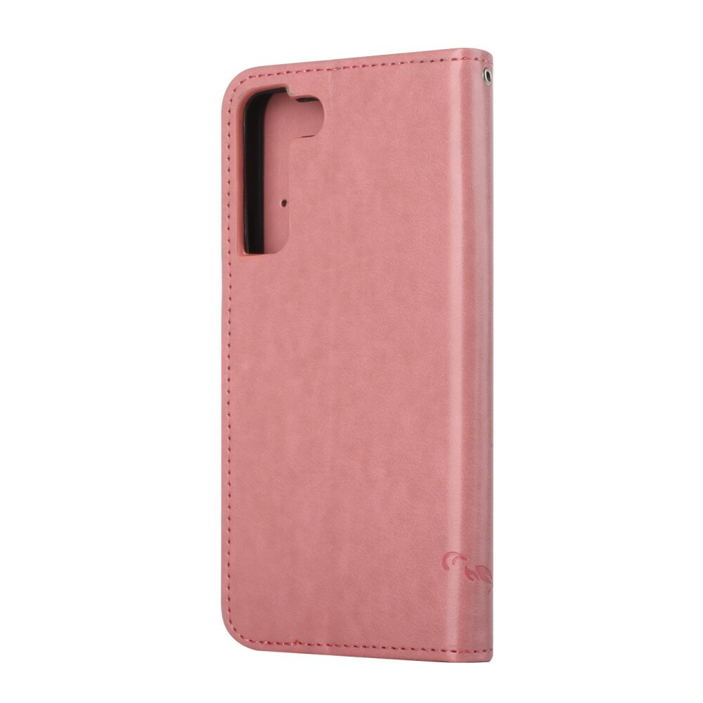 Funda de cuero con mariposas para Samsung Galaxy S22 Plus, rosado