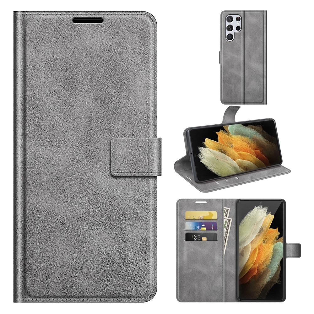 Cartera Leather Wallet Samsung Galaxy S22 Ultra Grey