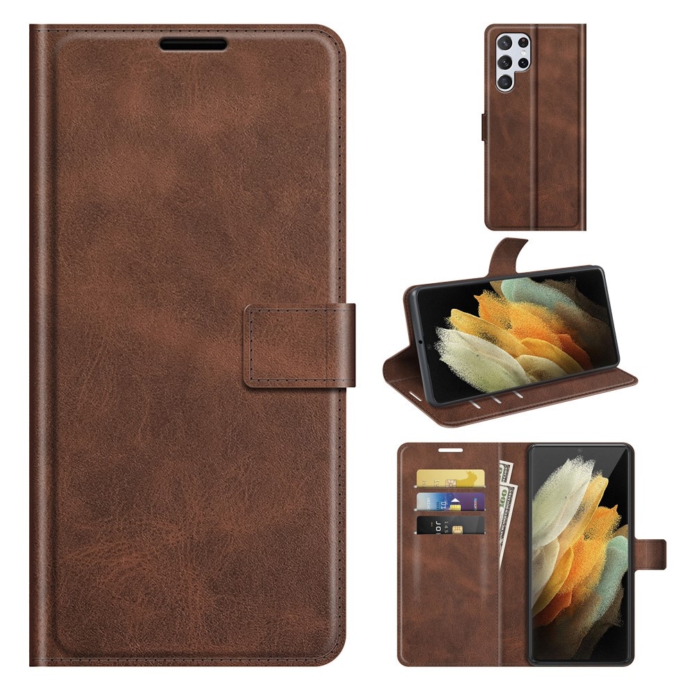 Cartera Leather Wallet Samsung Galaxy S22 Ultra Brown