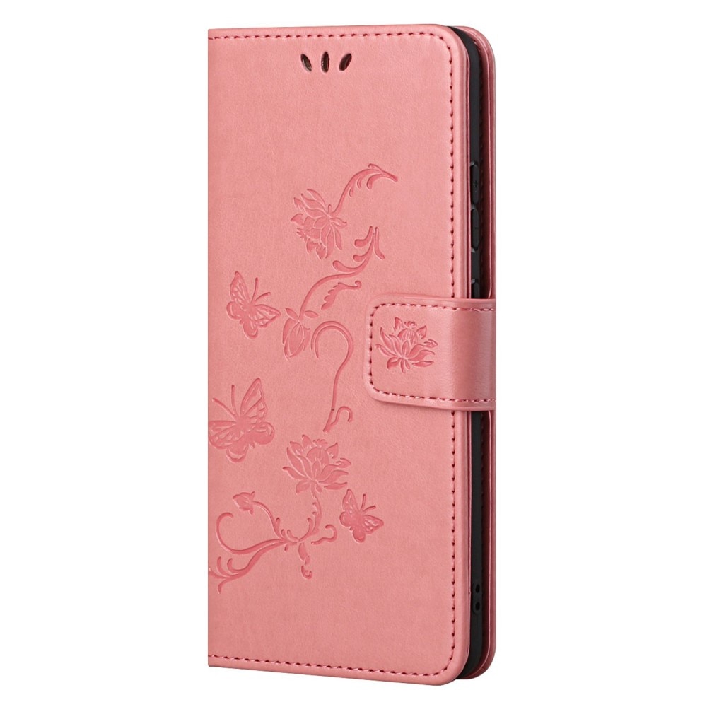 Funda de Cuero con Mariposas Samsung Galaxy S22, Rosa