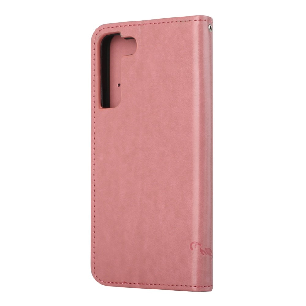 Funda de cuero con mariposas para Samsung Galaxy S22, rosado