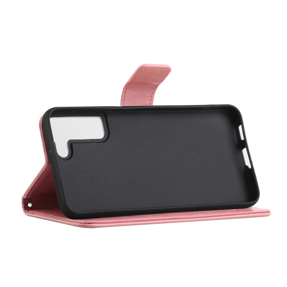 Funda de Cuero con Mariposas Samsung Galaxy S22, Rosa