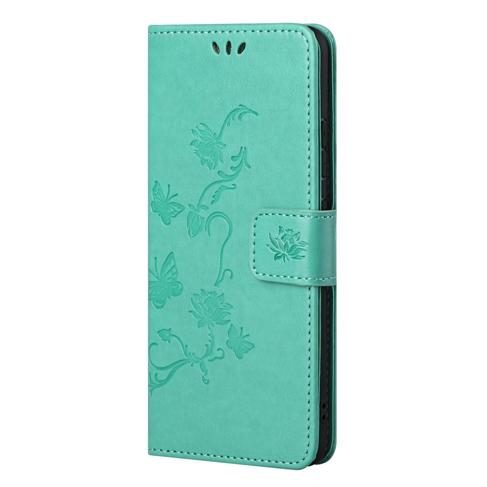 Funda de Cuero con Mariposas Samsung Galaxy S22, Verde
