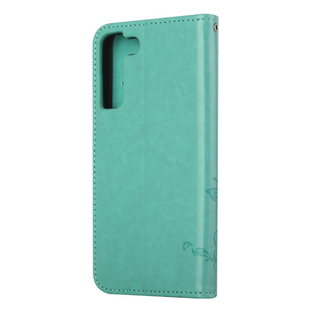 Funda de Cuero con Mariposas Samsung Galaxy S22, Verde