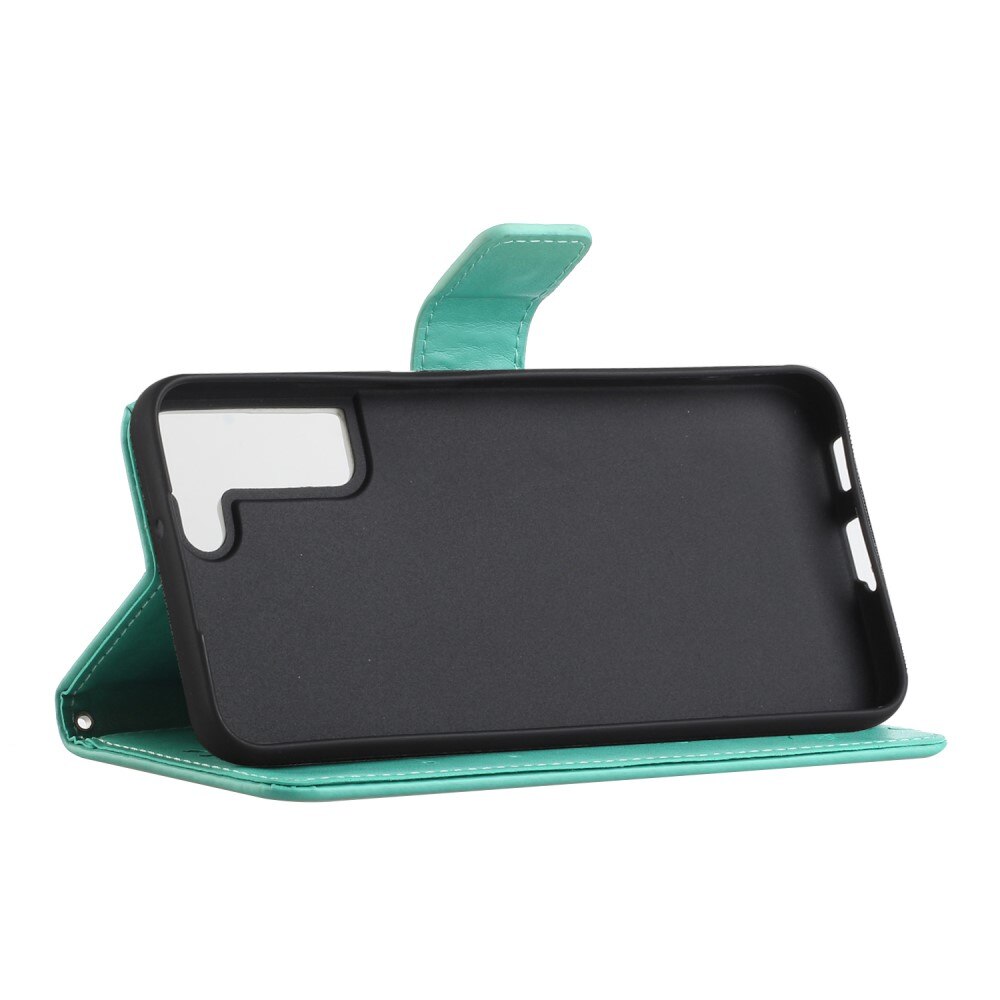 Funda de Cuero con Mariposas Samsung Galaxy S22, Verde
