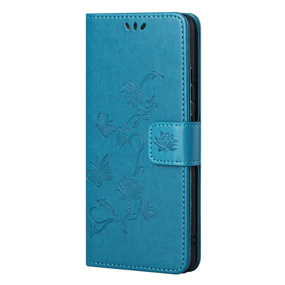 Funda de Cuero con Mariposas Samsung Galaxy S22, Azul