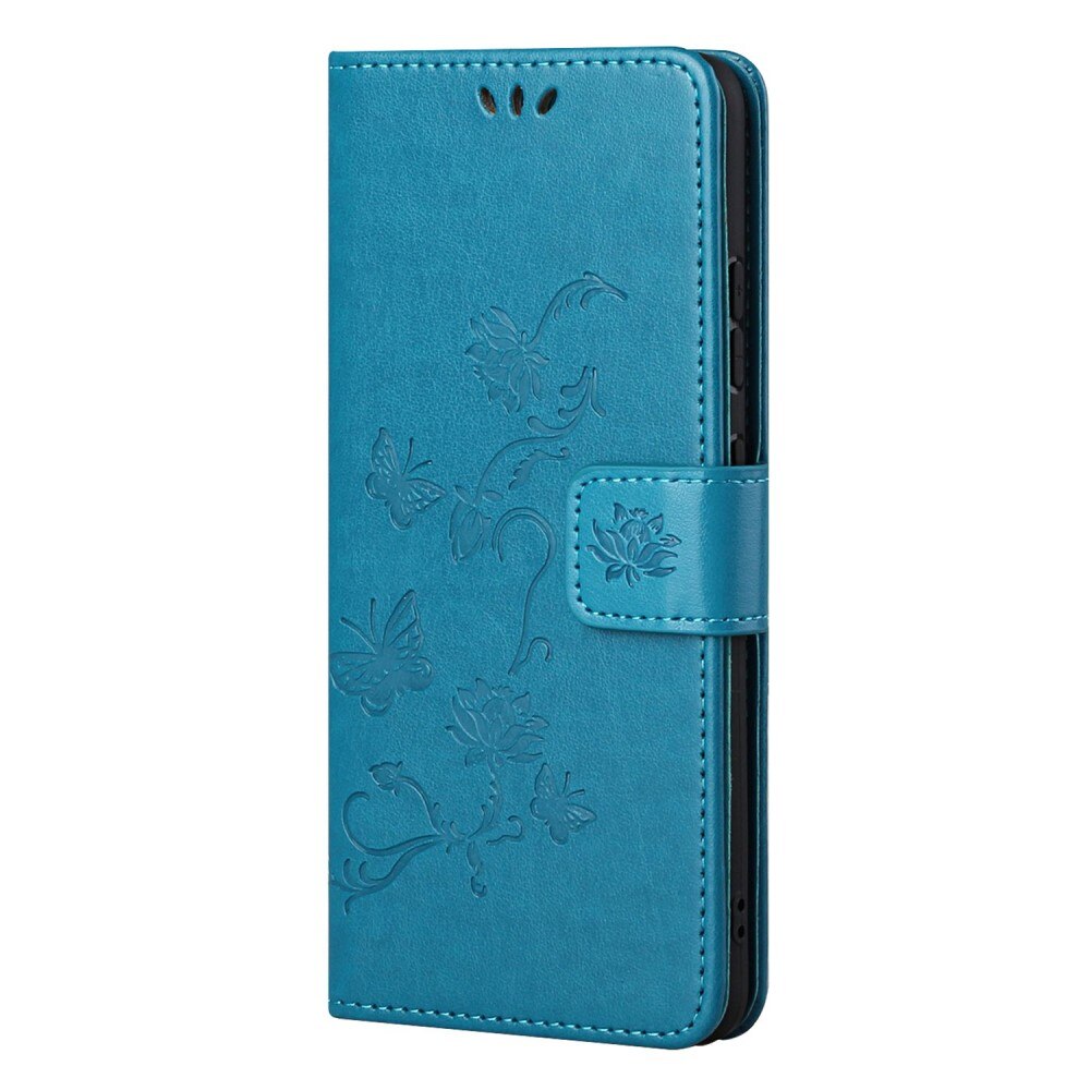 Funda de cuero con mariposas para Samsung Galaxy S22, azul