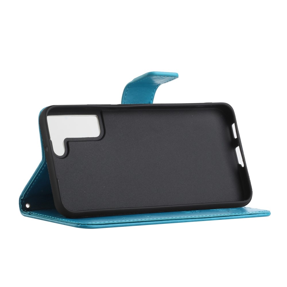 Funda de Cuero con Mariposas Samsung Galaxy S22, Azul