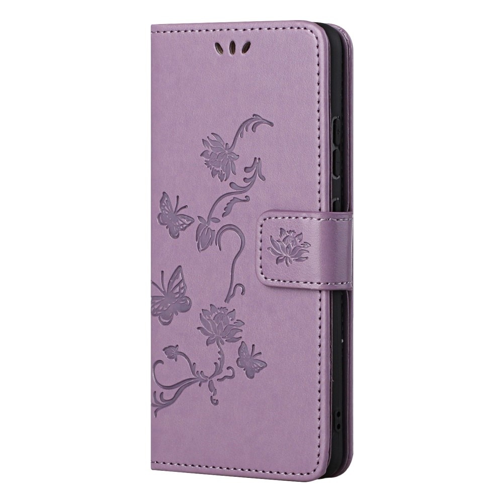 Funda de Cuero con Mariposas Samsung Galaxy S22, Púrpura