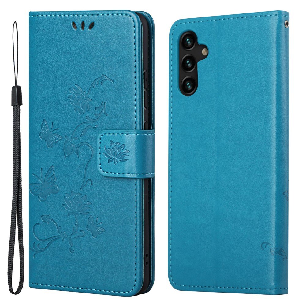 Funda de Cuero con Mariposas Samsung Galaxy A04s, Azul