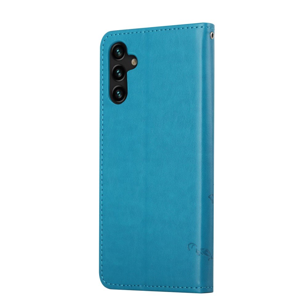 Funda de Cuero con Mariposas Samsung Galaxy A04s, Azul