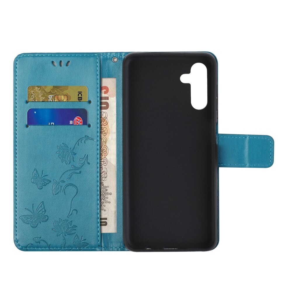 Funda de Cuero con Mariposas Samsung Galaxy A04s, Azul