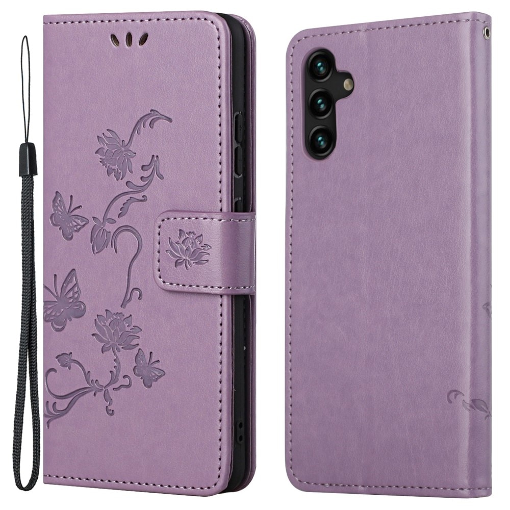 Funda de Cuero con Mariposas Samsung Galaxy A04s, violeta