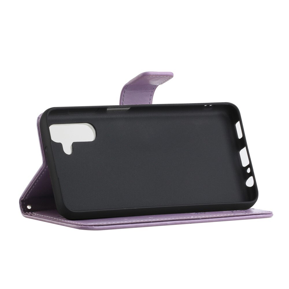 Funda de Cuero con Mariposas Samsung Galaxy A04s, Púrpura