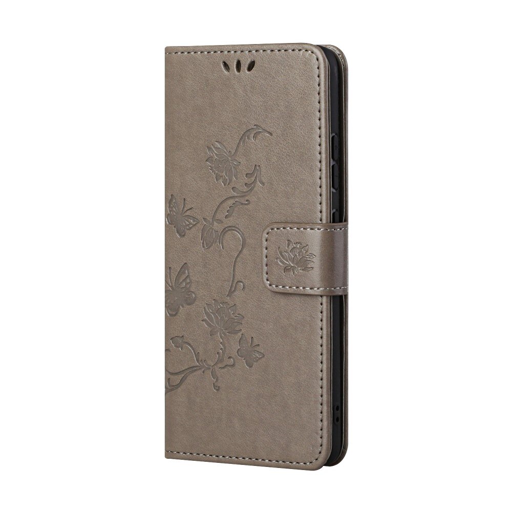 Funda de Cuero con Mariposas Samsung Galaxy A04s, Gris