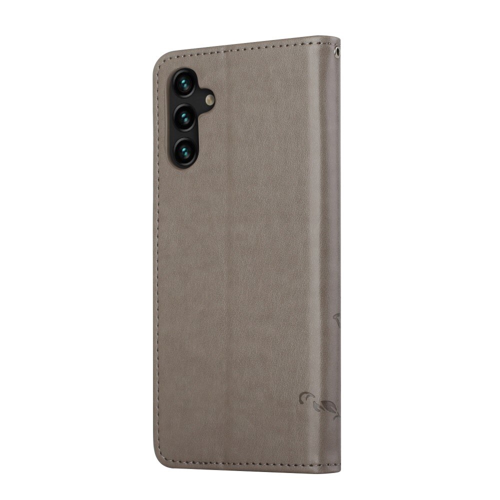 Funda de Cuero con Mariposas Samsung Galaxy A04s, gris