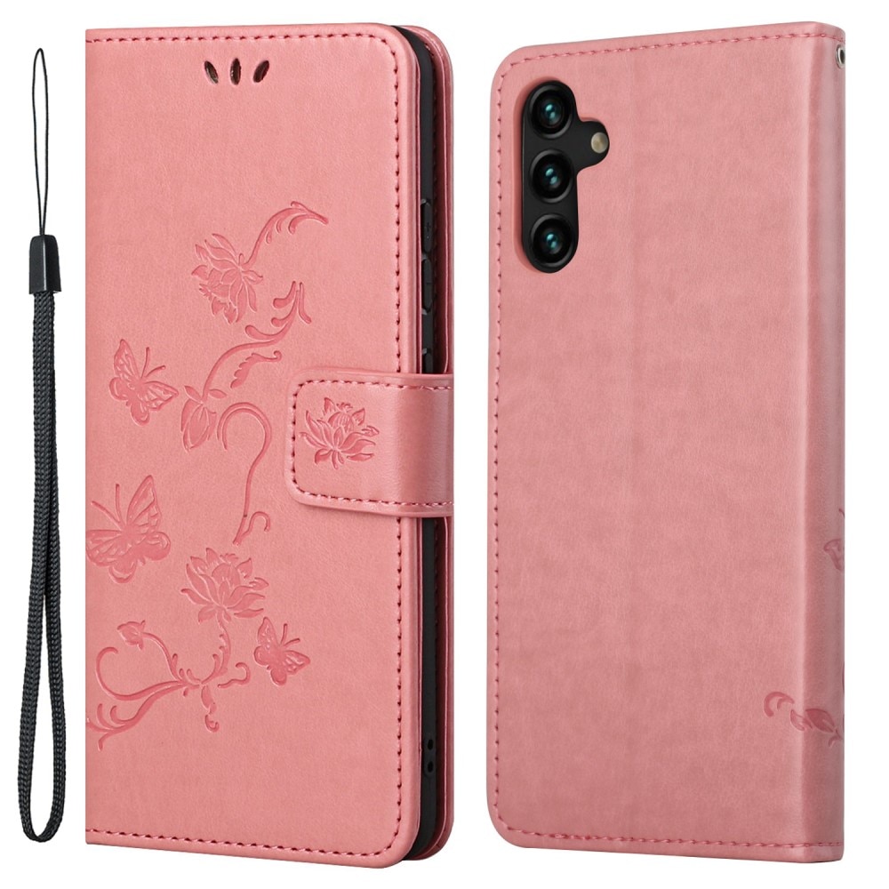 Funda de Cuero con Mariposas Samsung Galaxy A04s, rosado