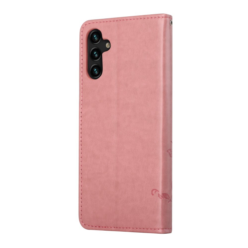 Funda de Cuero con Mariposas Samsung Galaxy A04s, Rosa