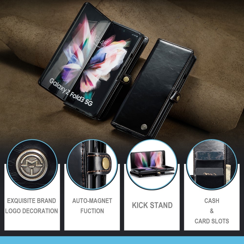 Funda de cuero Samsung Galaxy Z Fold 3 Negro