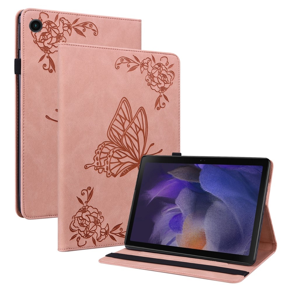 Funda de cuero con mariposas Samsung Galaxy Tab A8 10.5 Rosado