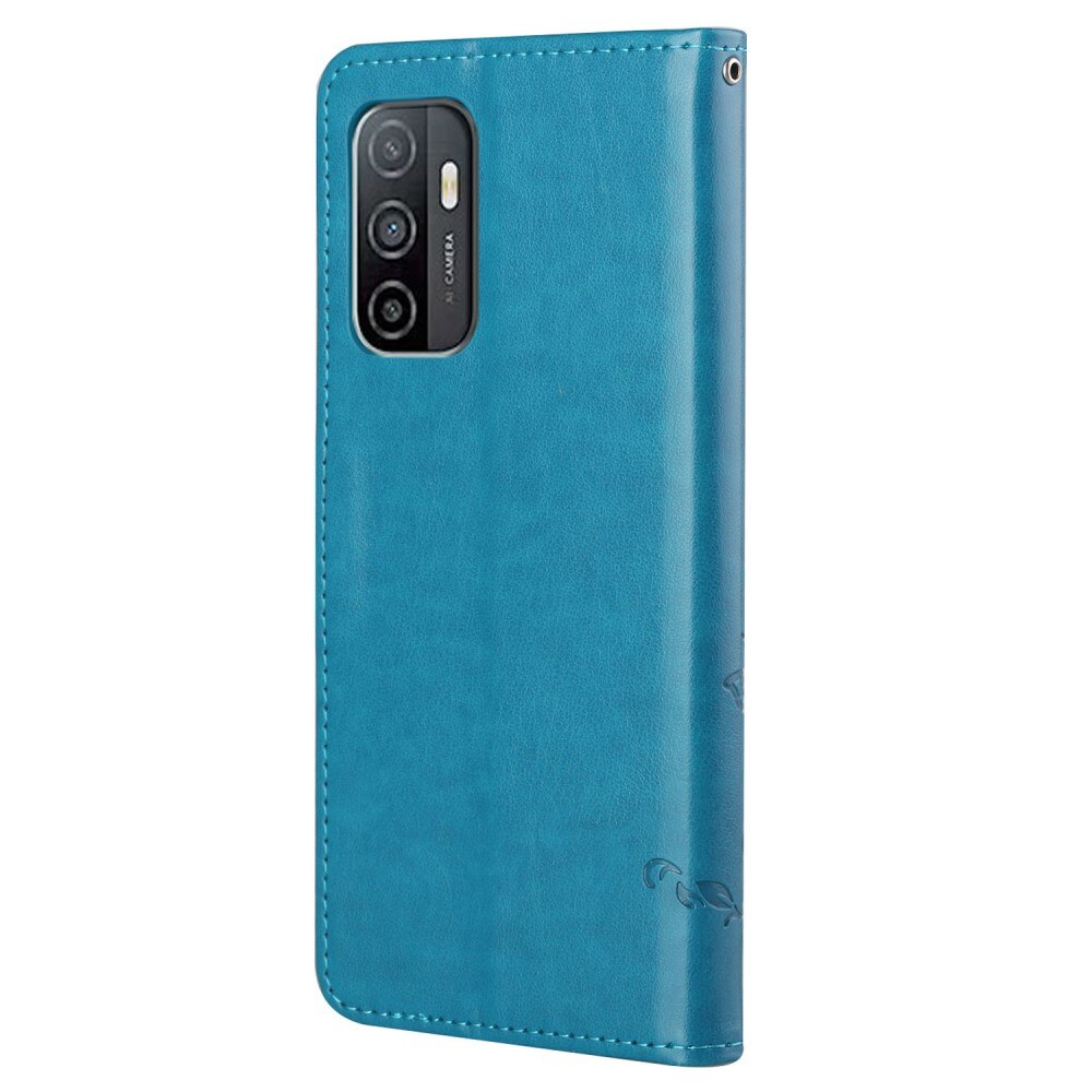 Funda de cuero con mariposas para Samsung Galaxy A53, azul