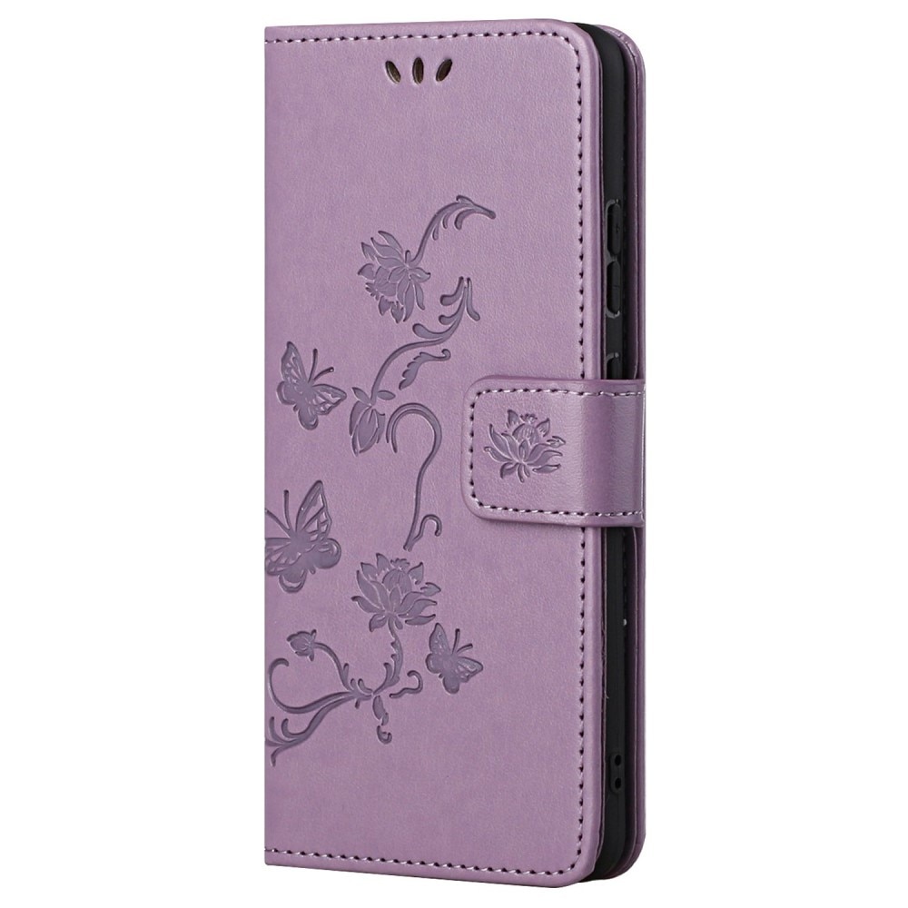 Funda de cuero con mariposas para Samsung Galaxy A53, violeta