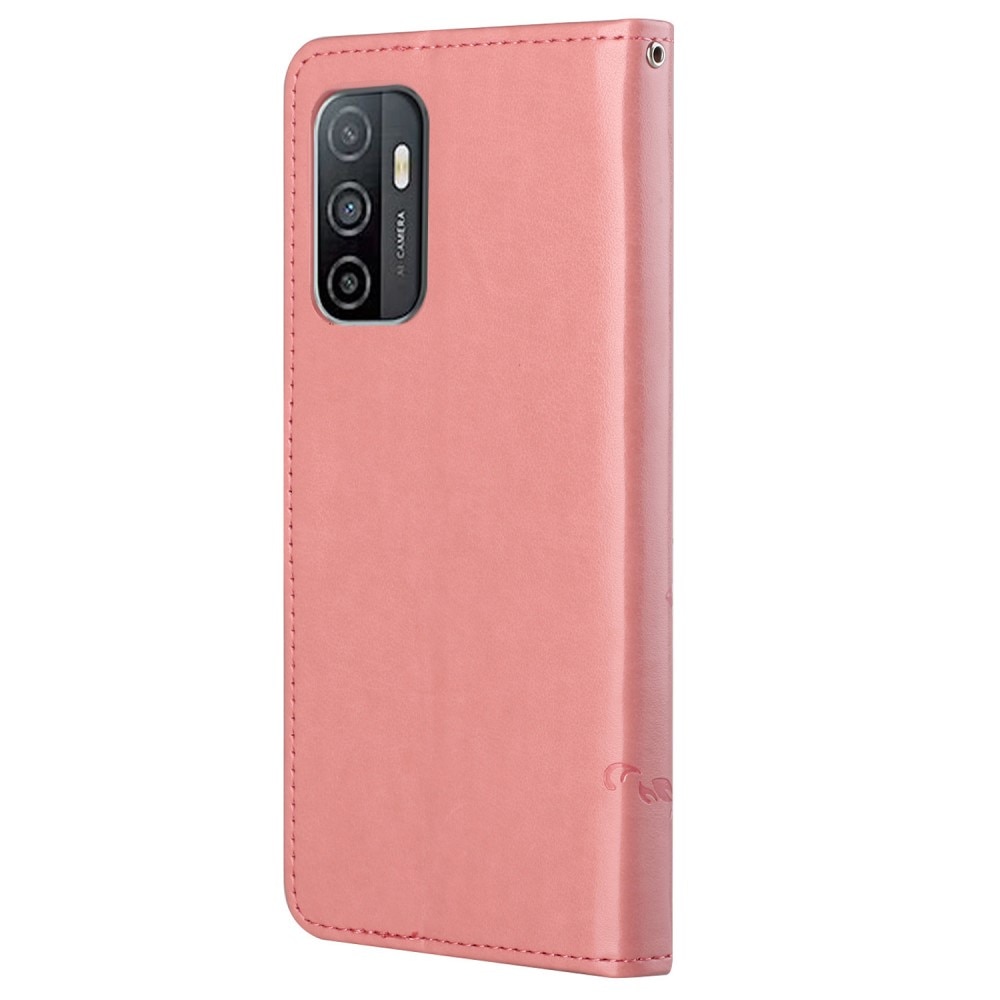Funda de Cuero con Mariposas Samsung Galaxy A53, Rosa