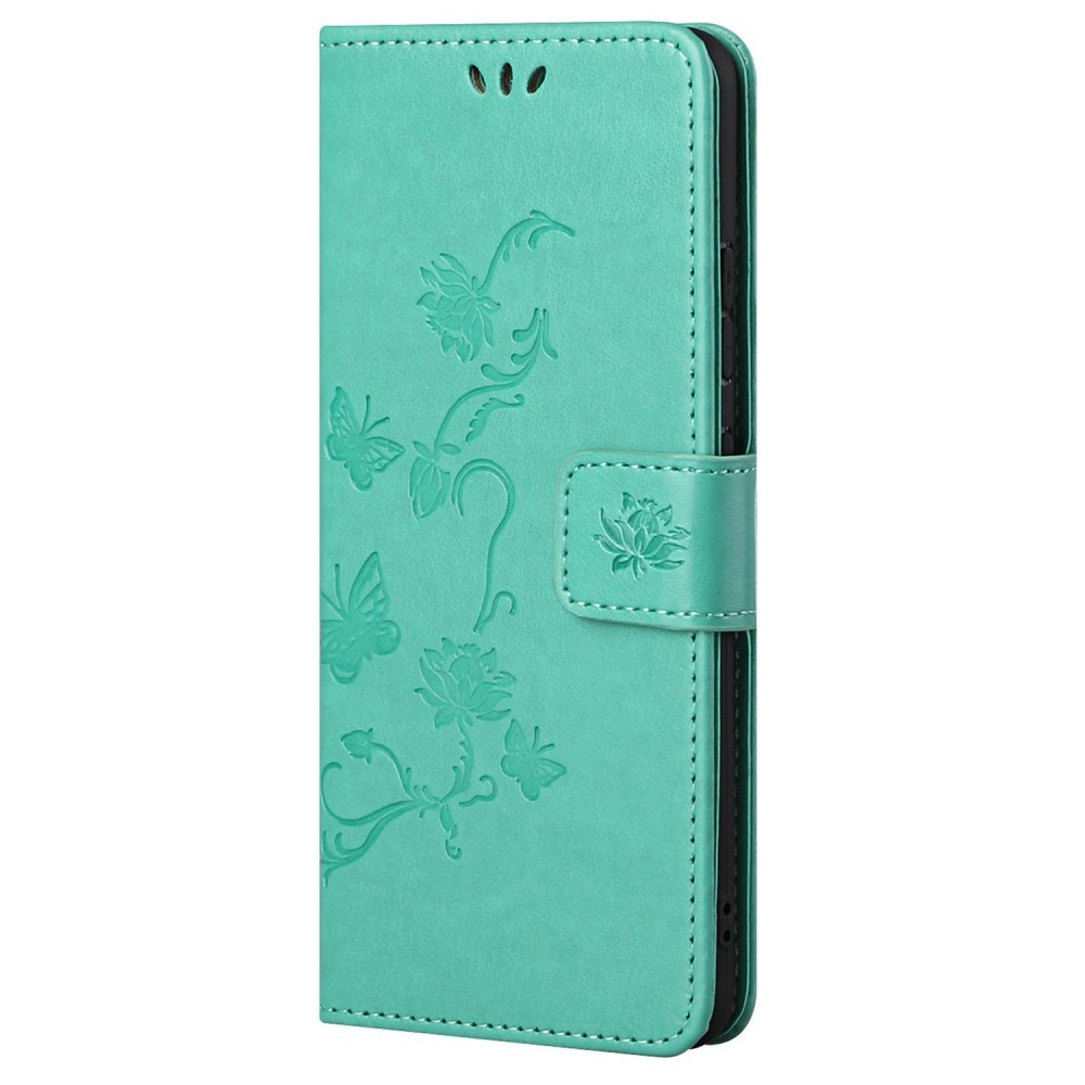 Funda de cuero con mariposas para Samsung Galaxy A53, verde