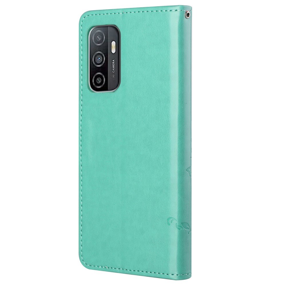 Funda de cuero con mariposas para Samsung Galaxy A53, verde