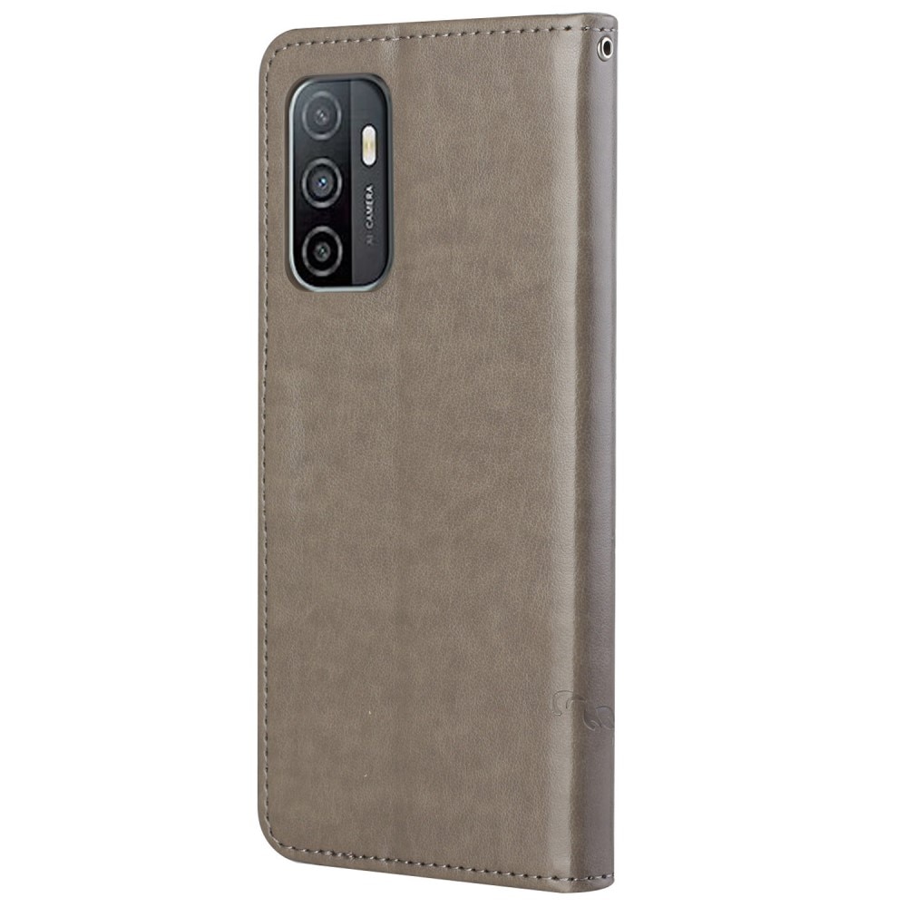 Funda de cuero con mariposas para Samsung Galaxy A33, gris