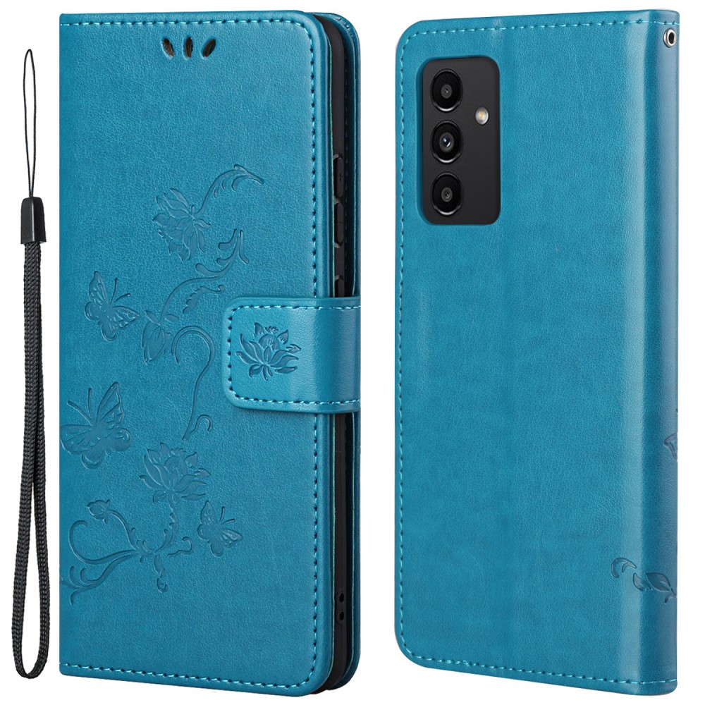 Funda de cuero con mariposas para Samsung Galaxy A13, azul