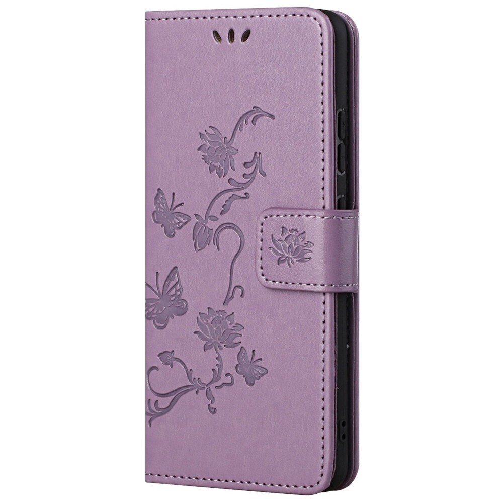 Funda de Cuero con Mariposas Samsung Galaxy A13, Púrpura