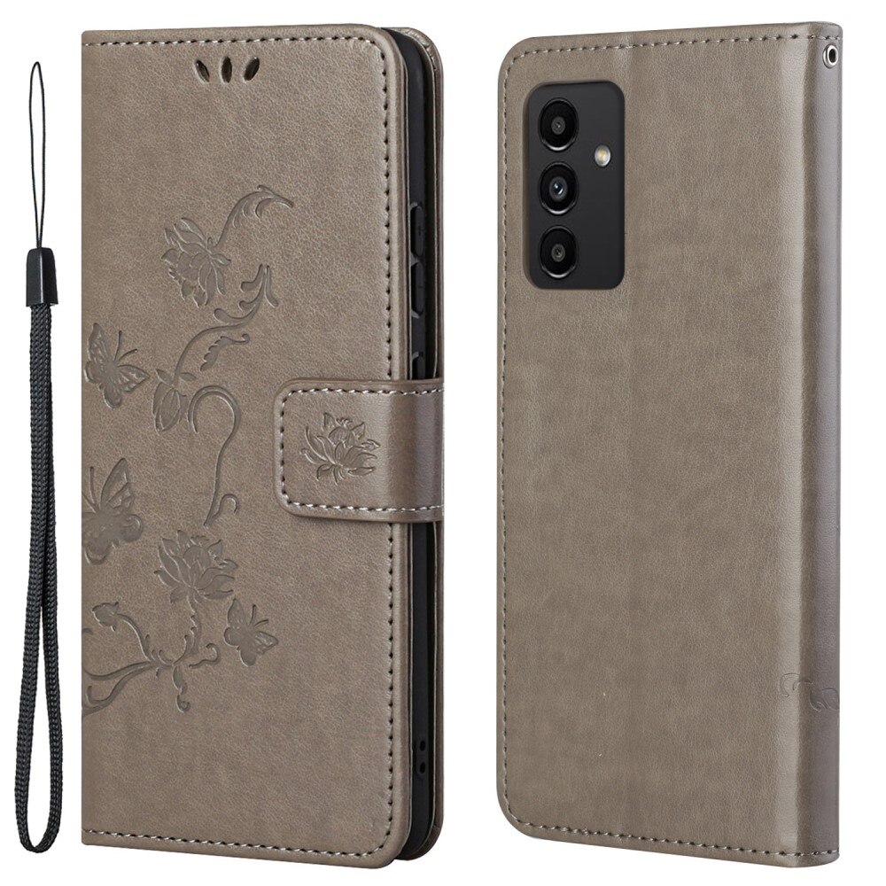 Funda de cuero con mariposas para Samsung Galaxy A13, gris