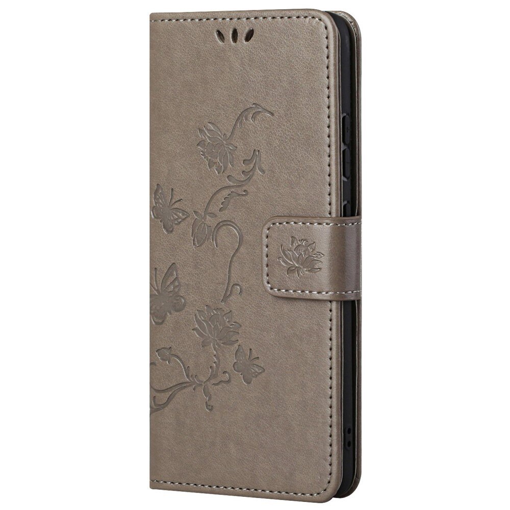 Funda de Cuero con Mariposas Samsung Galaxy A13, Gris