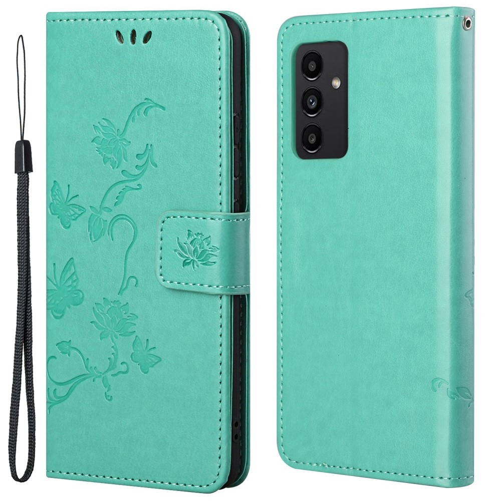 Funda de cuero con mariposas para Samsung Galaxy A13, verde