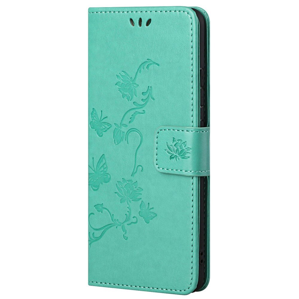 Funda de cuero con mariposas para Samsung Galaxy A13, verde