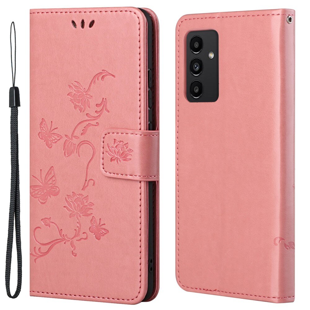 Funda de Cuero con Mariposas Samsung Galaxy A13, Rosa