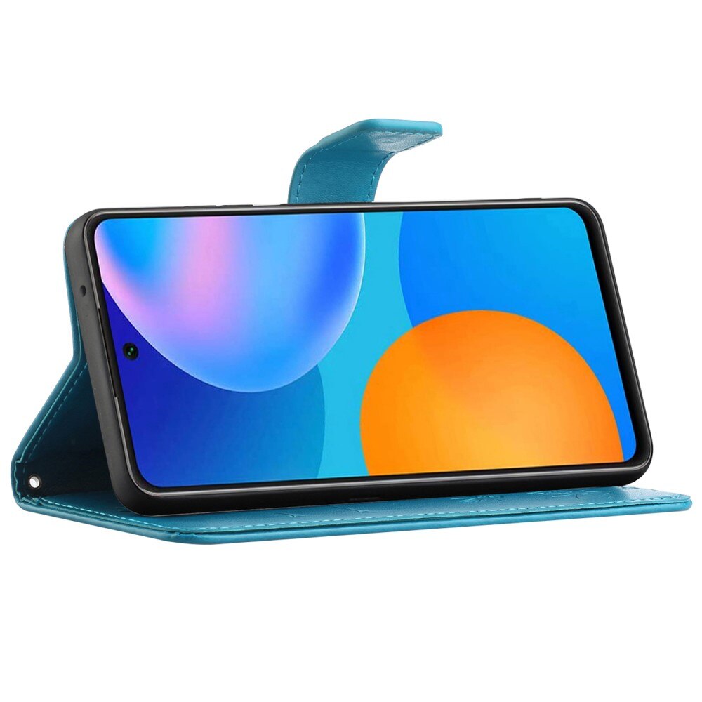 Funda de Cuero con Mariposas Samsung Galaxy A73 5G, Azul