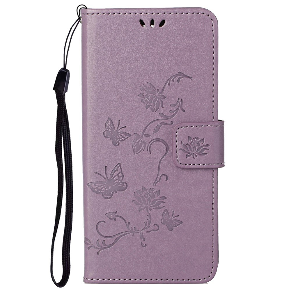 Funda de cuero con mariposas para Samsung Galaxy A73 5G, violeta