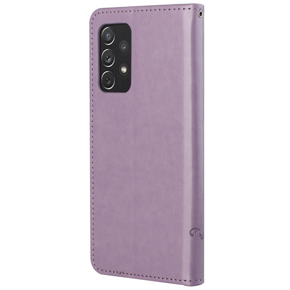 Funda de cuero con mariposas para Samsung Galaxy A73 5G, violeta