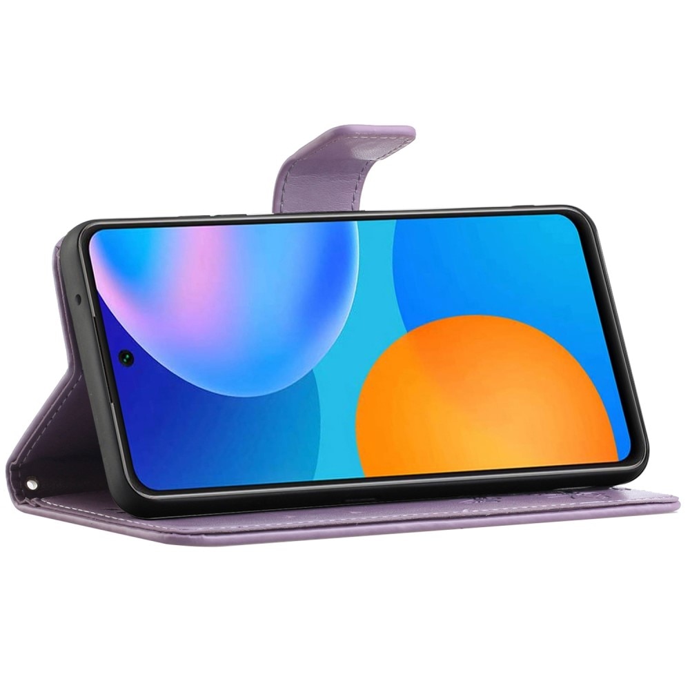 Funda de cuero con mariposas para Samsung Galaxy A73 5G, violeta
