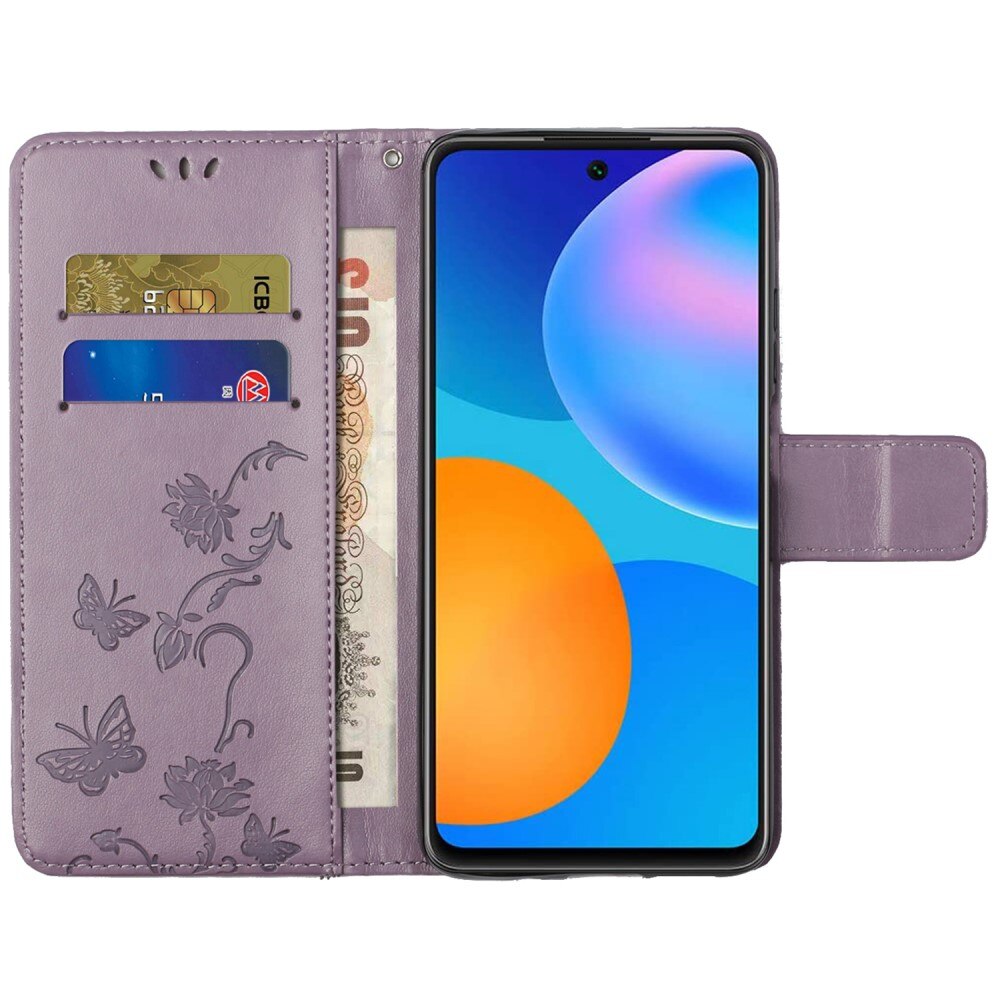 Funda de cuero con mariposas para Samsung Galaxy A73 5G, violeta