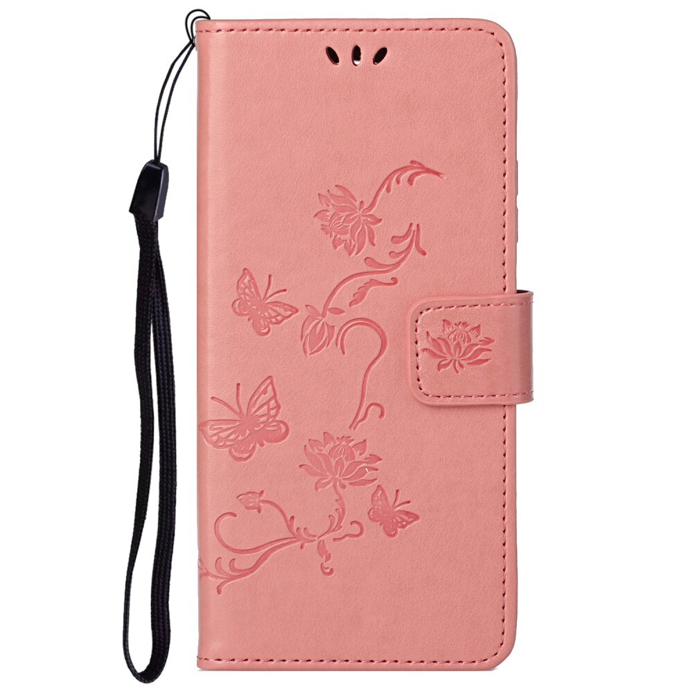 Funda de cuero con mariposas para Samsung Galaxy A73 5G, rosado