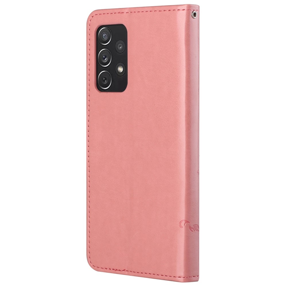 Funda de cuero con mariposas para Samsung Galaxy A73 5G, rosado